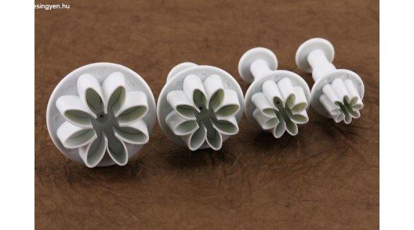 Margaréta formájú fondant kiszúró szett - 4 db, rugós