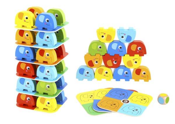 Tooky Toy Egymásra rakható színes elefántok (46 db-os)