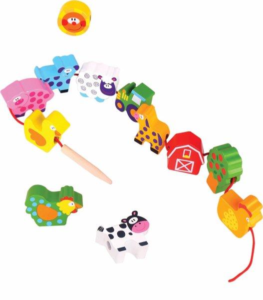 Tooky Toys Fa készségfejlesztő játék - Fűzős farm témájú