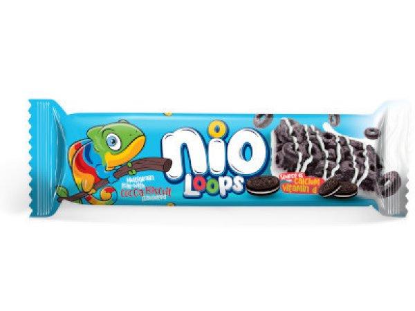 Nio Loops Gabonapehely szelet 23g Kakaós keksz-fehér bevonó
