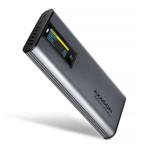AXAGON EEM2-SD2 USB-C 10Gbps – M.2 NVMe & SATA SSD Display Box