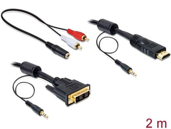 DeLock DVI-D (Single Link) (18+1) - HDMI with 3,5mm female to 2xRCA male cable
2m