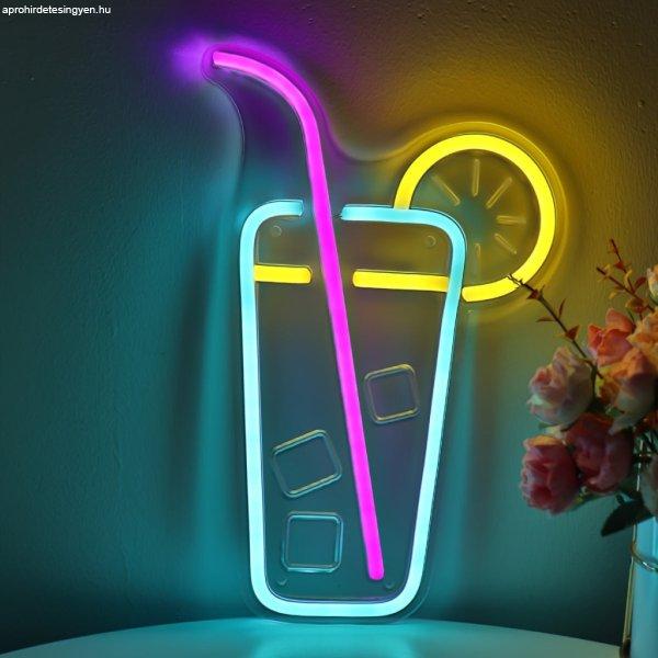 Élénk Citrom & Jégkocka LED Neon Tábla