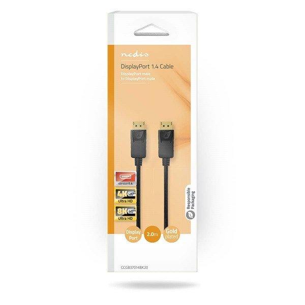 Nedis CCGB37014BK20 DisplayPort 1.4 kábel, displayport dugó - display port
dugó, 8K@60Hz, 2m