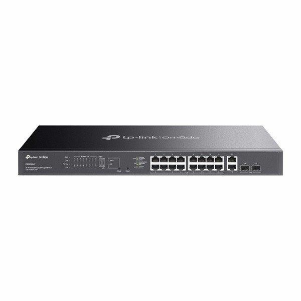 TP-LINK Switch 18x1000Mbps (16xPOE+) +2xGigabit SFP kombó Fémházas Easy Smart
(Omada), ES220GMP