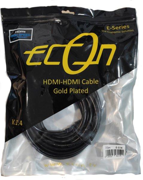 Econ HDMI-HDMI Kábel 7.5m 1.4 Kompatibilis Aranyozott E-514
