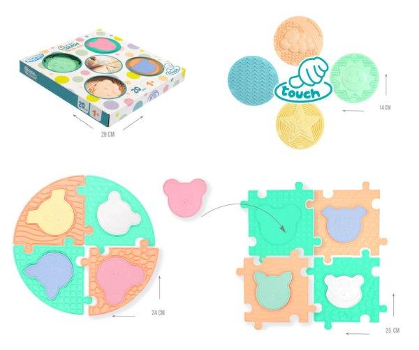 MOCHTOYS Play&Squish szenzorikus ortopédiai szőnyeg szett - kerek tapilapok
4db + Puzzle 8+8 db Pasztell