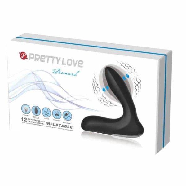 Pretty Love Leonard - Tölthető pumpálható prosztata vibrátor (Fekete)