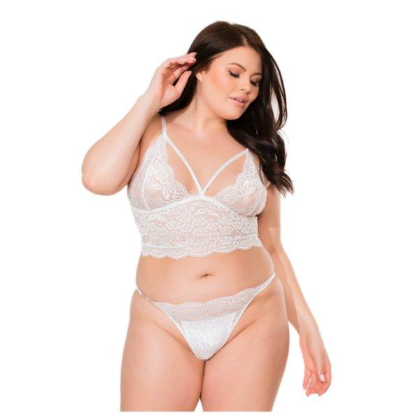Coquette - csipkés fehérnemű szett - fehér (XL-3XL)