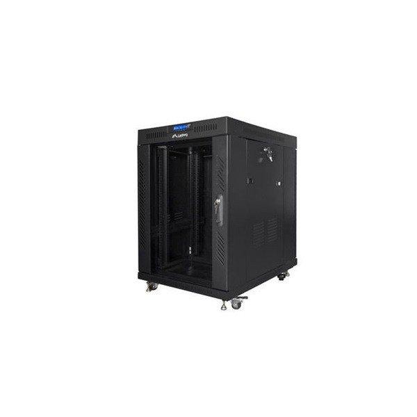 Lanberg FF01-6815-12BL 19" 15U SZÉL:600mm MÉLY:800mm MAG:898mm
lapraszerelt LCD üvegajtós fekete rack szekrény