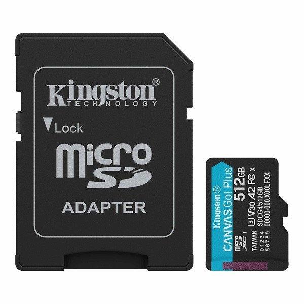 Kingston 512GB SD micro (MicroSDXC V30 U3) SDCG4/512GB memória kártya
adapterrel