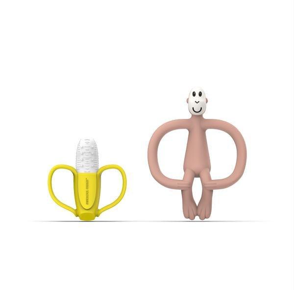 Matchstick Monkey Rágómaki és banán szett - púderrózsaszín
