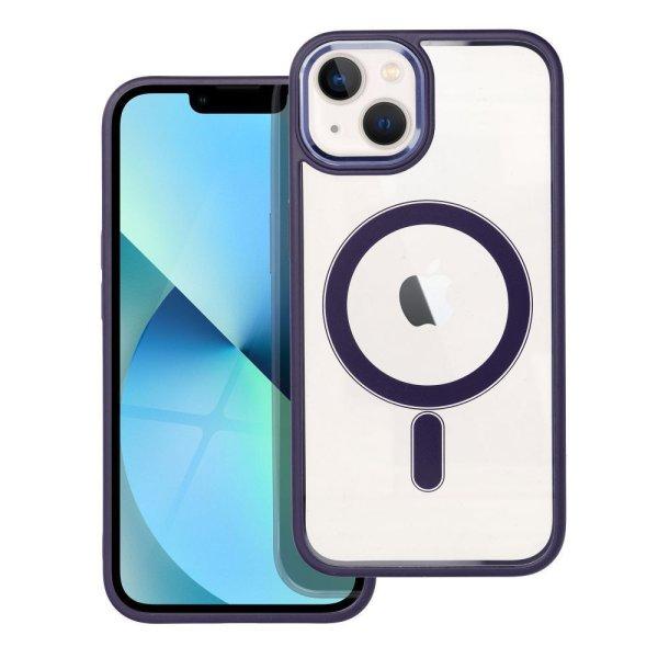 iPhone 13 (6.1") szilikon tok, PC/TPU tok, magsafe, színes keretes,
átlátszó/lila, Color Edge Mag Cover
