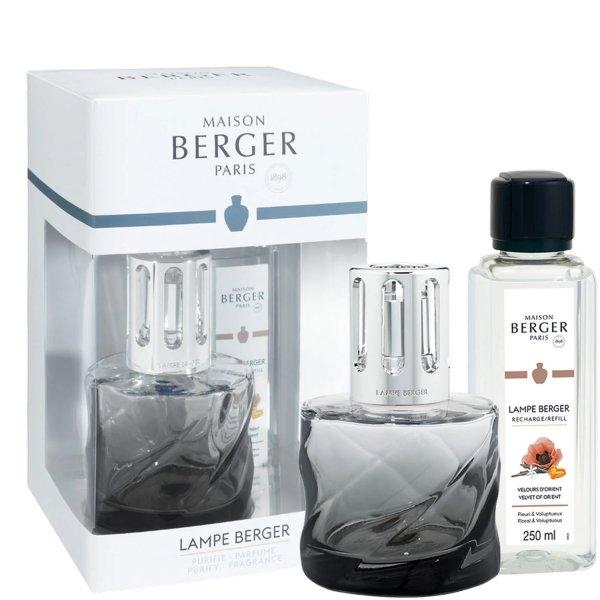 Maison Berger Paris Katalitikus lámpa ajándékcsomag Spirál fekete + Velvet
of Orient utántöltő 250 ml