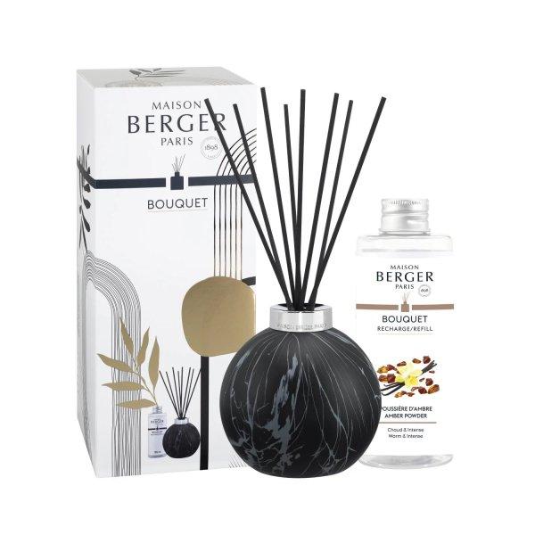 Maison Berger Paris Ajándékcsomag aroma diffúzor Marbrure Black +
utántöltő Amber Powder 180 ml