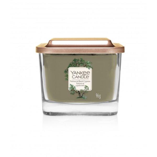 Yankee Candle Négyzet alakú illatgyertya Vetiver & Black Cypress 96 g - kicsi