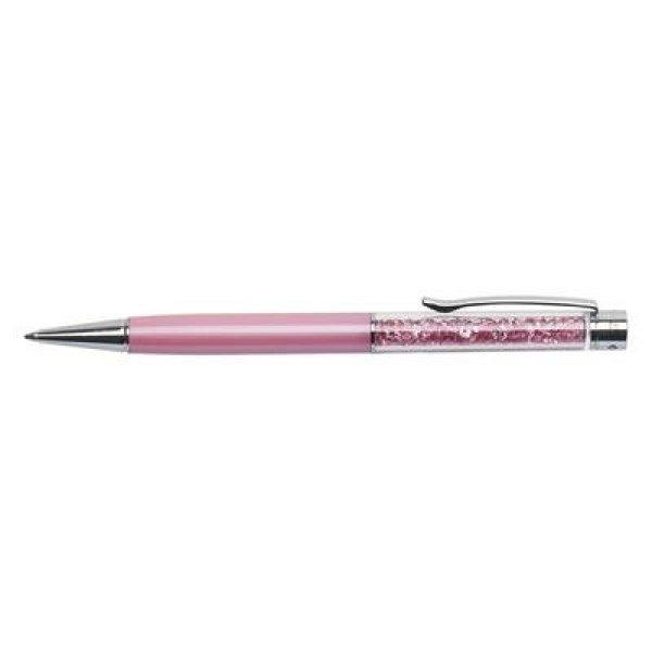 Golyóstoll, rózsaszín, felül rózsaszín SWAROVSKI® kristállyal töltve,
14 cm, ART CRYSTELLA®
