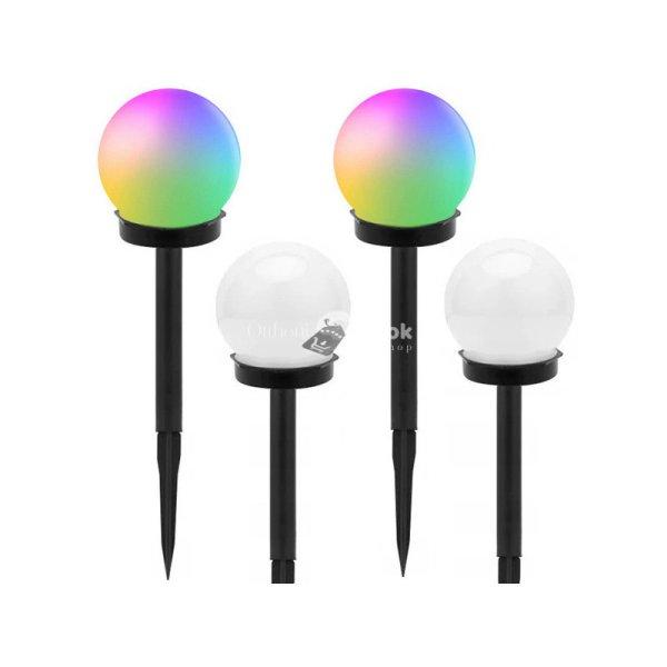 4 db színes RGB napelemes kerti gömb lámpa 10 cm