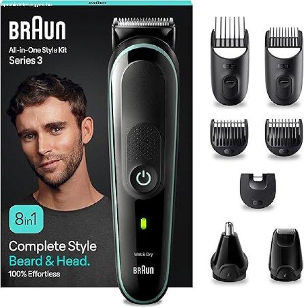 Braun MGK3441 8 az 1-ben Bodygroomer készülék – Szakállvágó, hajvágó,
orr- és fülszőrnyíró, test- és intim területekhez, vízálló, 80 perces
üzemidő