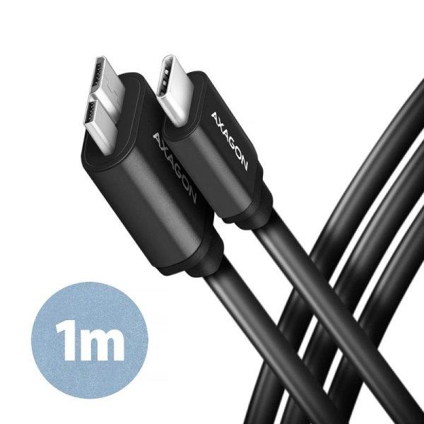 AXAGON BUMM3-CM10AB, SPEED kábel Micro-B USB  USB-C, 1 m, USB 3.2 Gen 1, 3A,
ALU, tpe, fekete