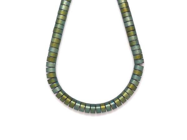 Hematit szinezett matt zöld korong 7x3-4mm