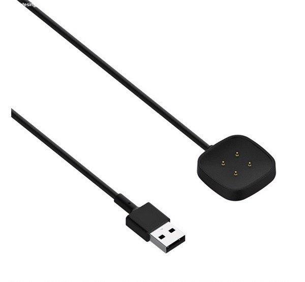 Töltőkábel USB (mágneses, 100cm) FEKETE Fitbit Sense 2, Sense, Versa 4