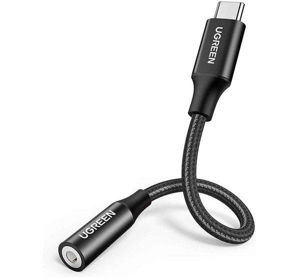 UGREEN AV142 audió adapter kábel (3.5mm jack aljzat - Type-C, 10cm) FEKETE