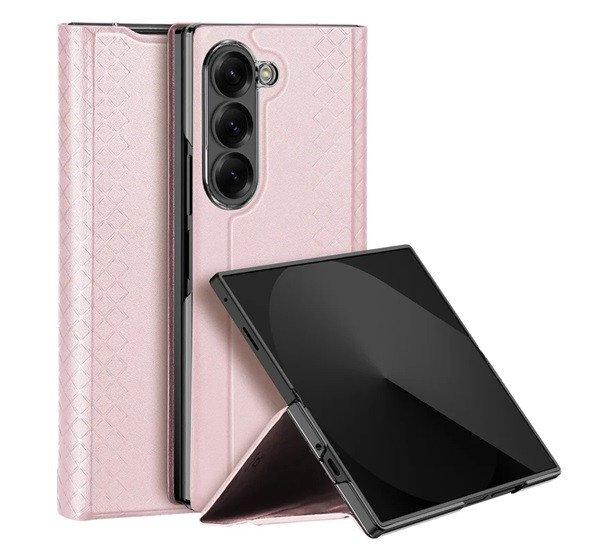 DUX DUCIS BRIL műanyag telefonvédő (ütésállóság, bőr hatású hátlap,
asztali tartó, rombusz) RÓZSASZÍN Samsung Galaxy Z Fold7 (SM-F966)