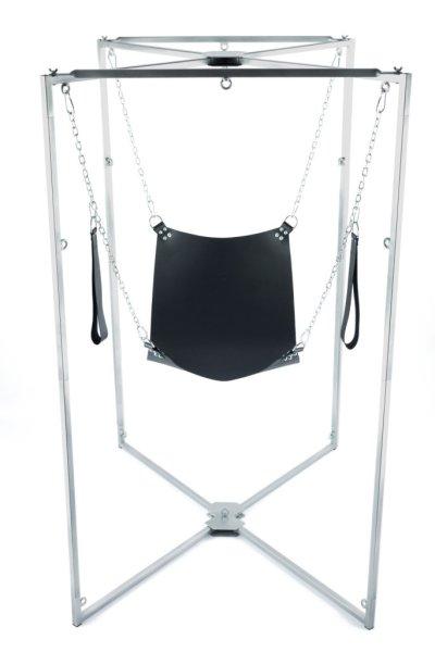 Kit Sling - prémium fekete bőr szegecses harisnya 