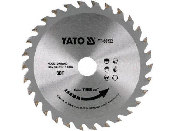 YT-60522 Körfűrésztárcsa (fa) 140x20x2,8mm T30