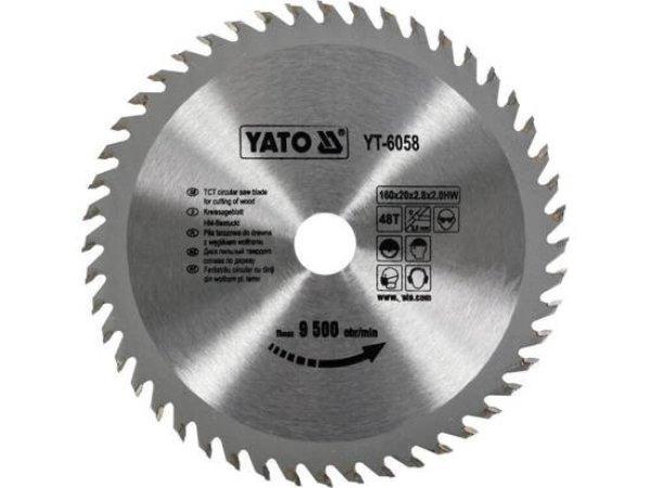 YT-6058 Körfűrésztárcsa (fa) 160x20x2,8mm T48