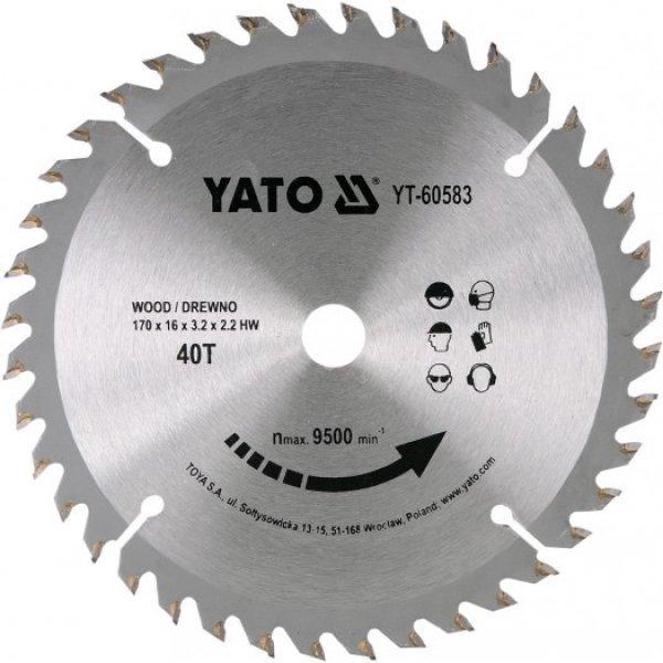 YT-60583 Körfűrésztárcsa (fa) 170x16x3,2mm T40