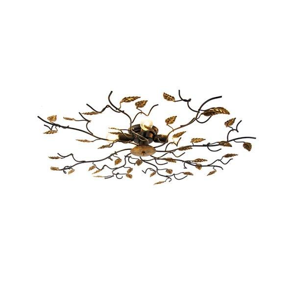 Okos mennyezeti lámpa fekete arannyal 80 cm 4-lámpás, 4 Wifi P45-tel - Foglie