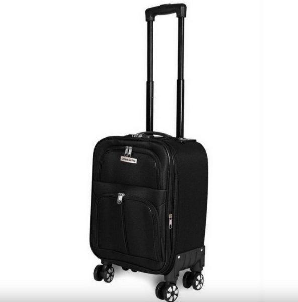 Kézipoggyász bőrönd 40 x 30 x 20 cm xs Wizz méret kivehető kerekekkel
fekete bővíthető