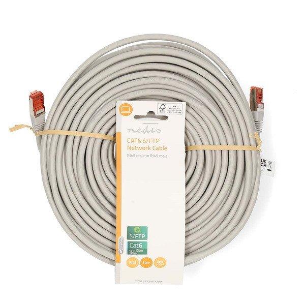 Nedis CCGL85220GY300 UTP / FTP Cat6 patch kábel, RJ45 aranyozott érintkezők,
10/100/1000 Mbit/s, hossz: 30m