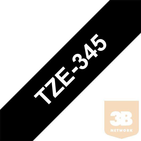 BROTHER Festékszalag TZe-345, Fekete alapon Fehér, Laminált, 18mm 0.7",
8 méter