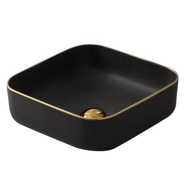 Welland 9390E pultra építhető mosdókagyló - 39 x 39 cm - fekete / arany