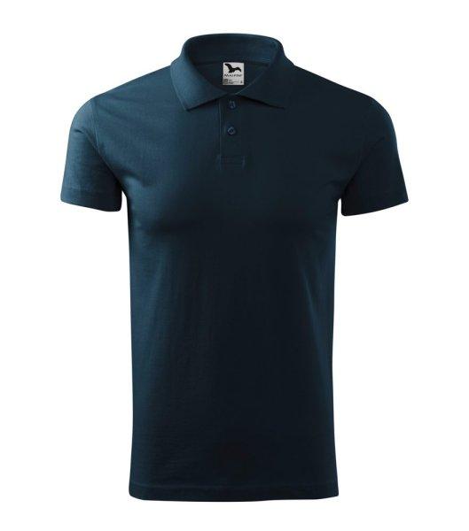 MALFINI Férfi puha galléros póló Single J. - Tengerészkék | XL