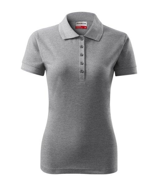 MALFINI Női galléros póló Reserve - Sötétszürke melírozott | 2XL