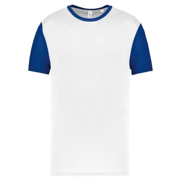 PA4023 kétszínű rövid ujjú környakas unisex sportpóló Proact, White/Dark
Royal Blue-M
