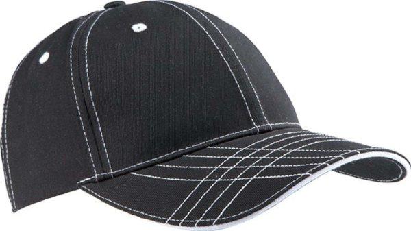 KP109 pamut 6 paneles baseball sapka K-UP, Black/White-U
