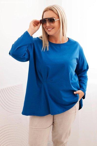 Pamut oversize blúz elöl ráncolással, 25208-as modell, királykék