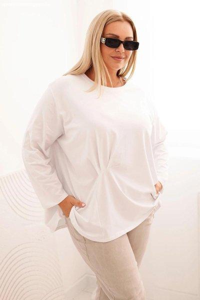 Pamut oversize blúz elöl ráncolással, 25208-as modell, fehér