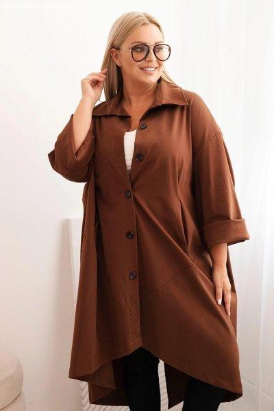 Gombos záródású oversize pelerin, 25132 modell, sötétbarna