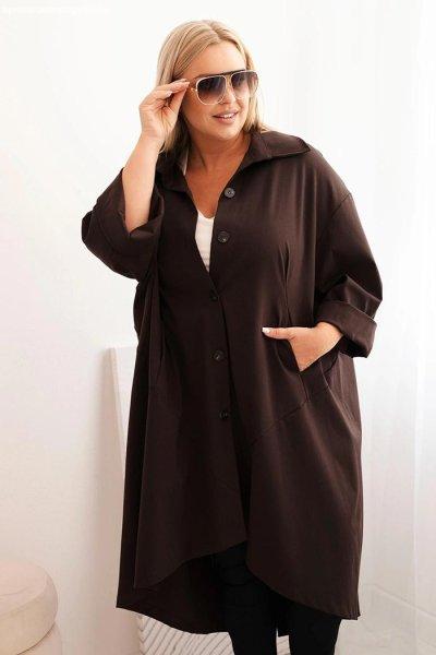 Gombos záródású oversize pelerina, 25132 modell, barna