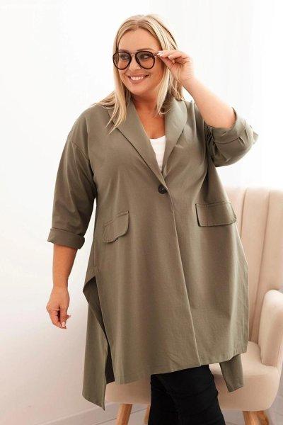 Gombos záródású oversize pelerin, 23159-es modell, khaki színben