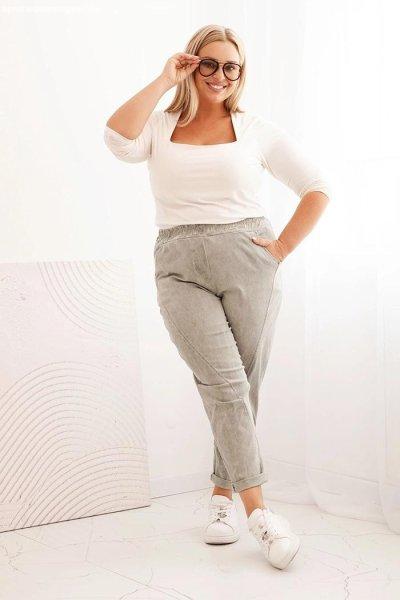 Dekatizált oversize nadrág gumis derékkal és zsebekkel, 8562-es modell,
khaki színben