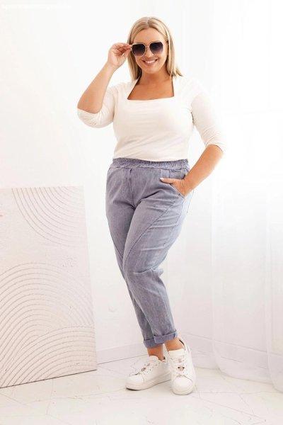 Dekatizált oversize nadrág gumis derékkal és zsebekkel, 8562-es modell,
farmer színben