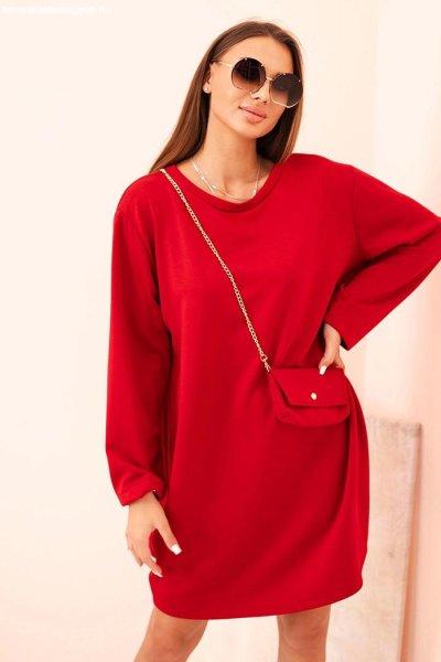 Viszkóz oversize ruha láncos táskával IT85 modell piros