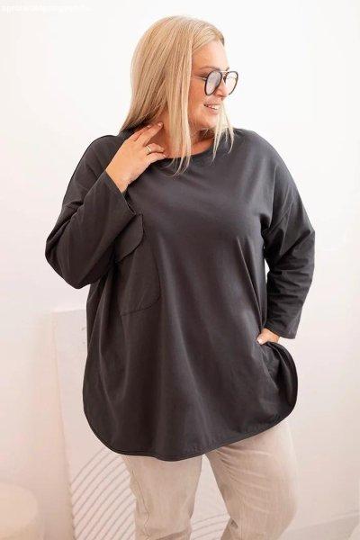 Pamut oversize blúz z mellzsebbel, 25210 grafit színű modell